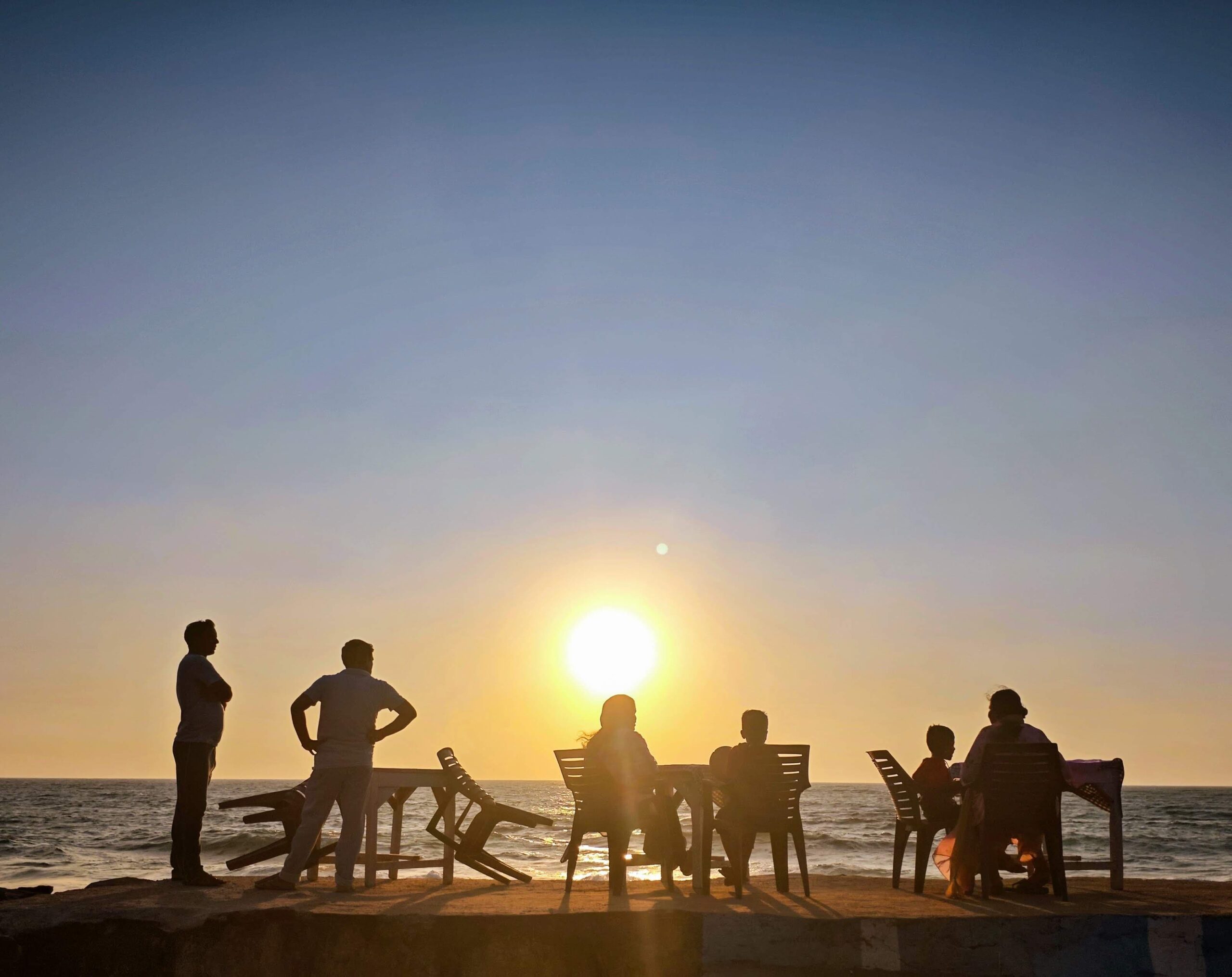 Work People at the beach at dusk
